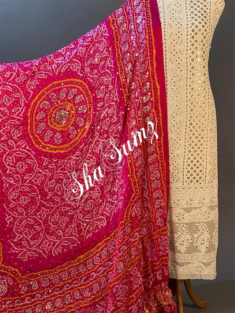 Banarsi Bandhej dupatta with Mukaish work BB917