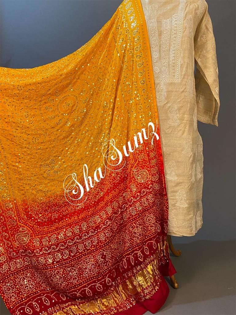 Banarsi Bandhej dupatta with Mukaish work BB916