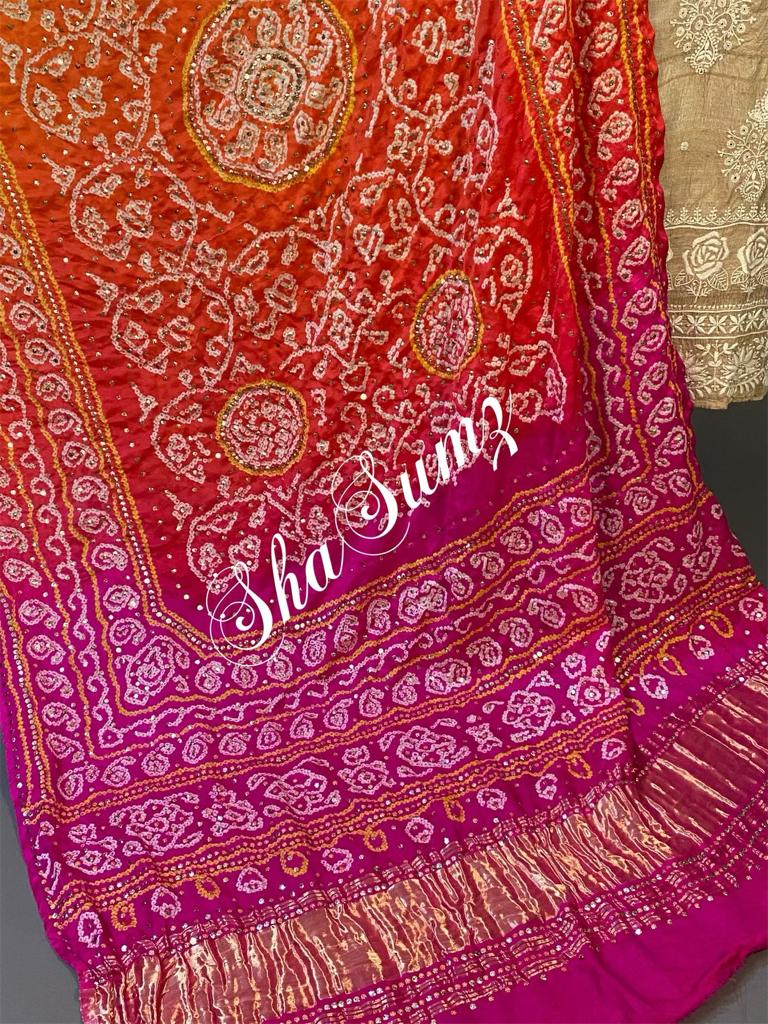 Banarsi Bandhej dupatta with Mukaish work BB915