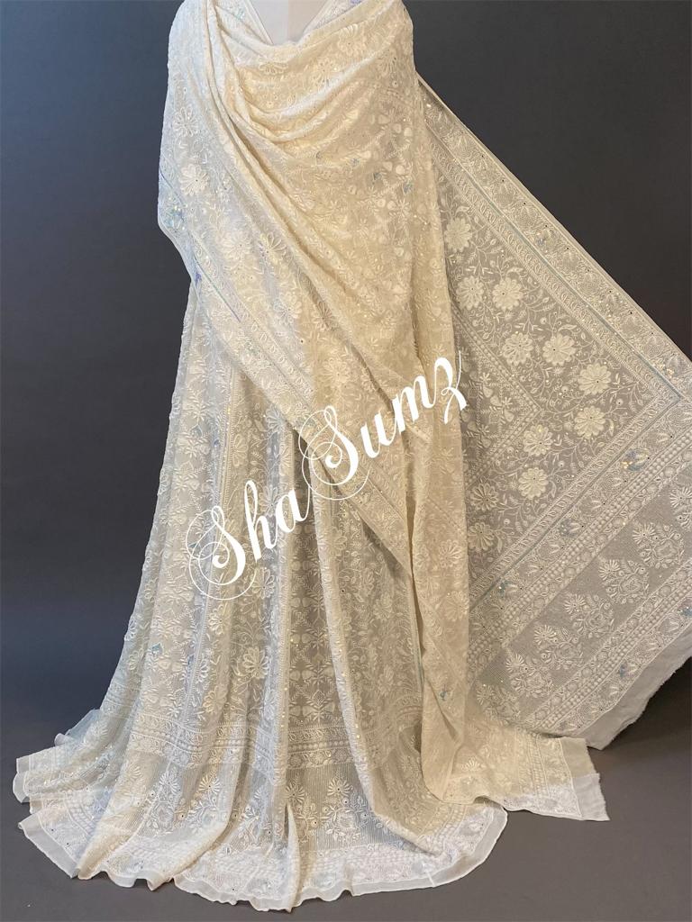 Handmade Chikankari Lehenga three piece set SSL213