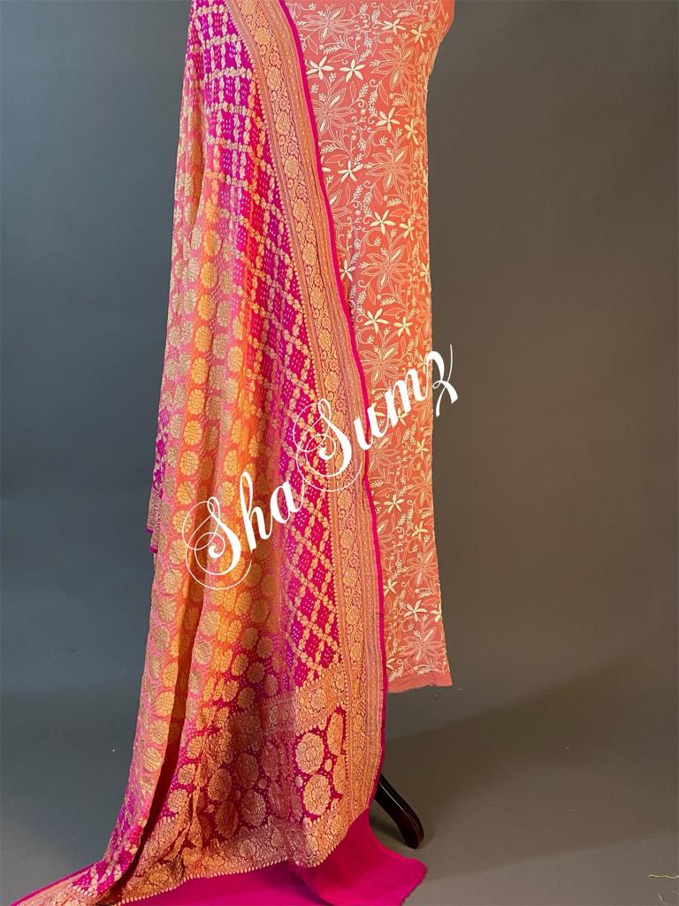 Banarsi Bandhej dupatta with Mukaish work BB918