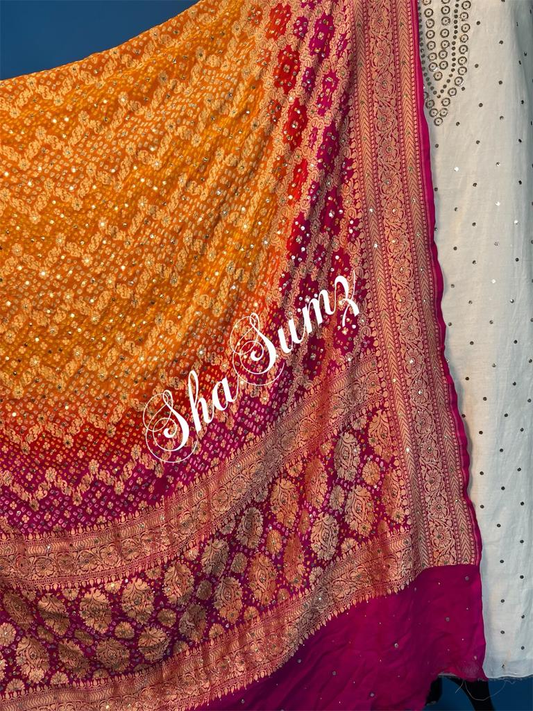 Banarsi Bandhej dupatta with Mukaish work BB819