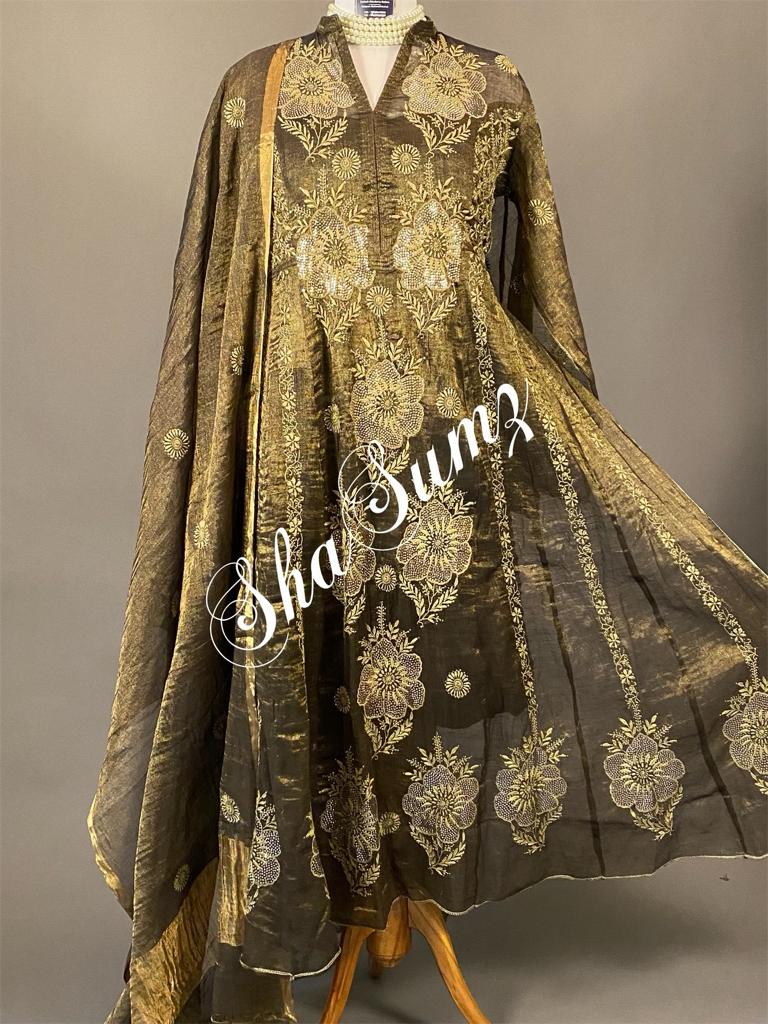 Hand embroidered Chikankari Anarkali SSA814