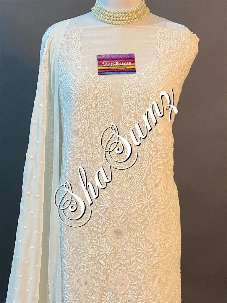 Hand embroidered Chikankari Suits CS313