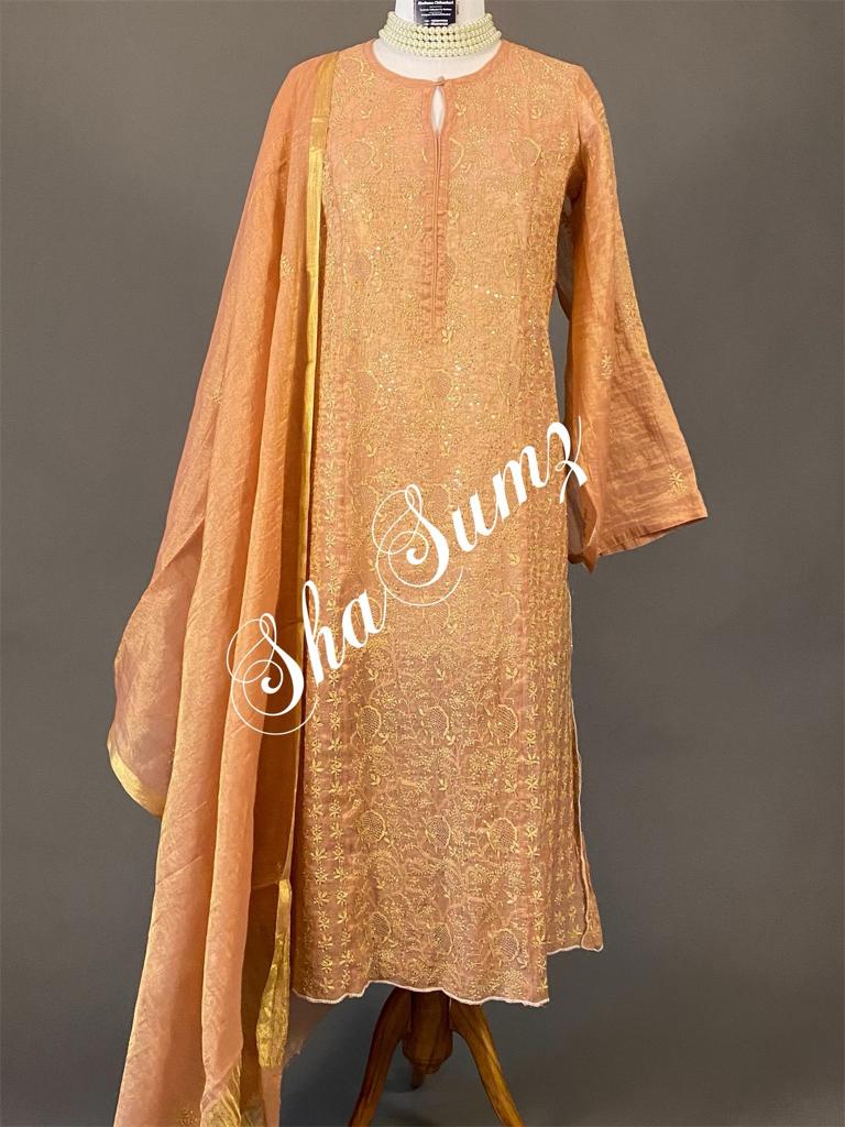 Hand embroidered Chikankari Suits CS214