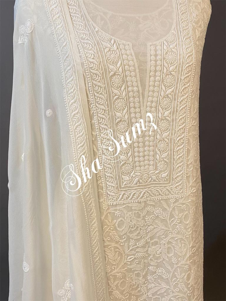 Hand embroidered Chikankari Suits SSS0034