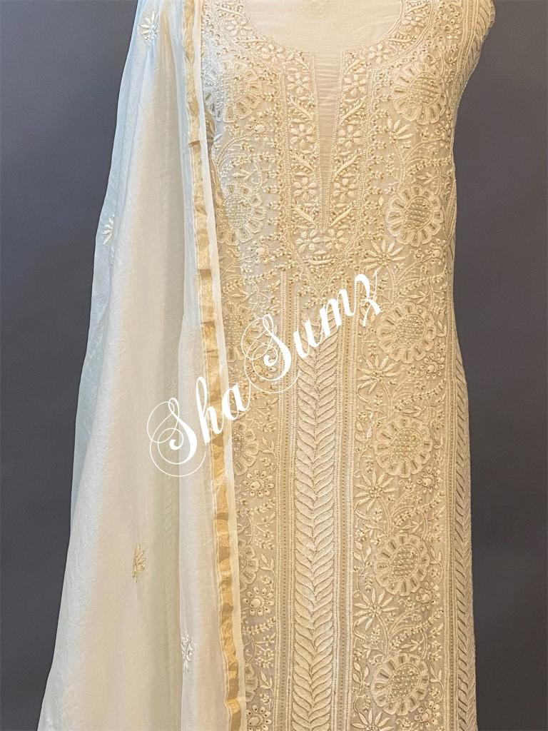 Hand embroidered Chikankari Suits CS215