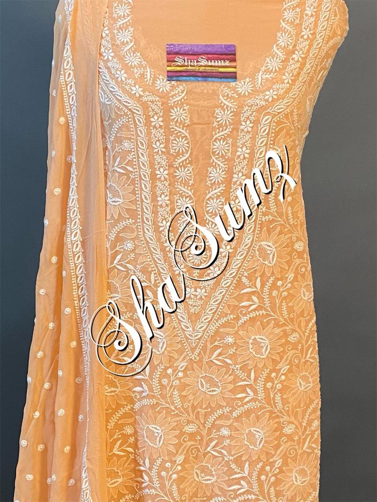 Hand embroidered Chikankari Suits CS414