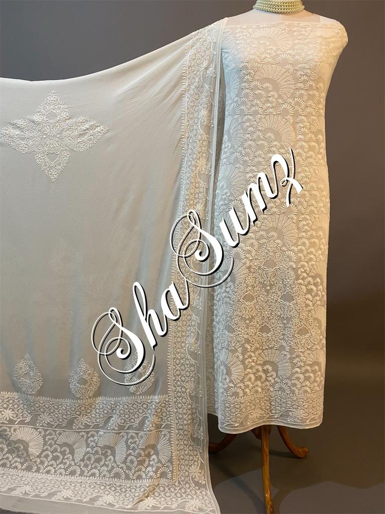 Hand embroidered Chikankari Suits  CS411